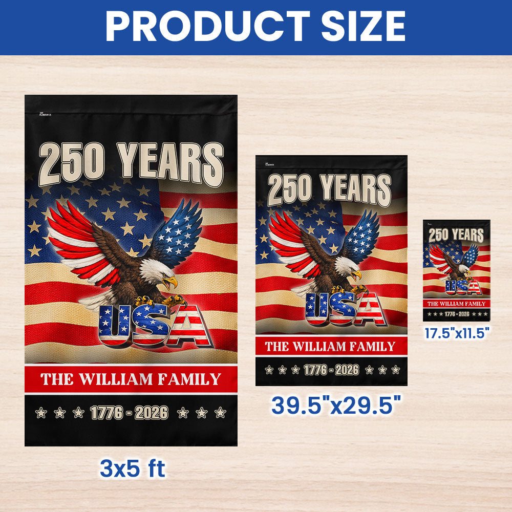 Custom Name American 1776 2026 Flag, Personalized 250 Years Eagle USA Flag