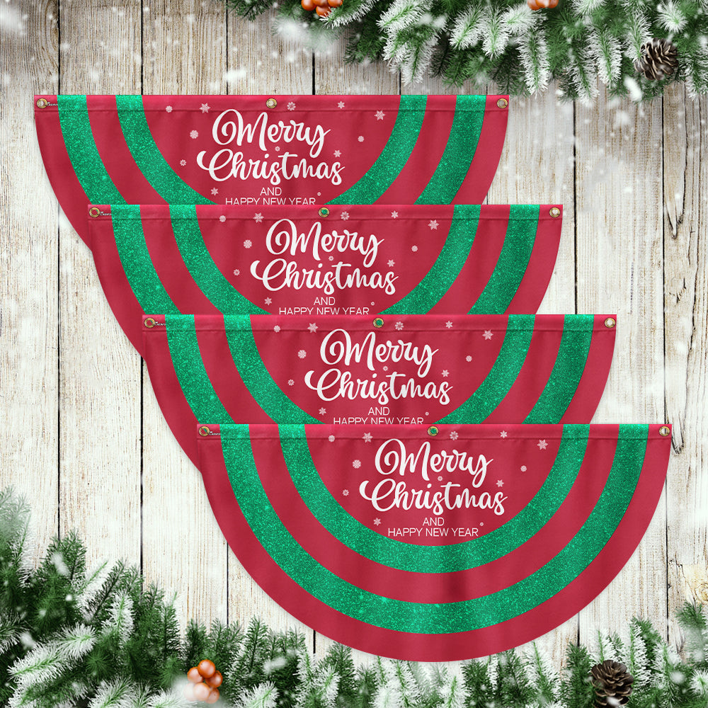 Merry Christmas  And Happy New Year Non-Pleated Fan Flag