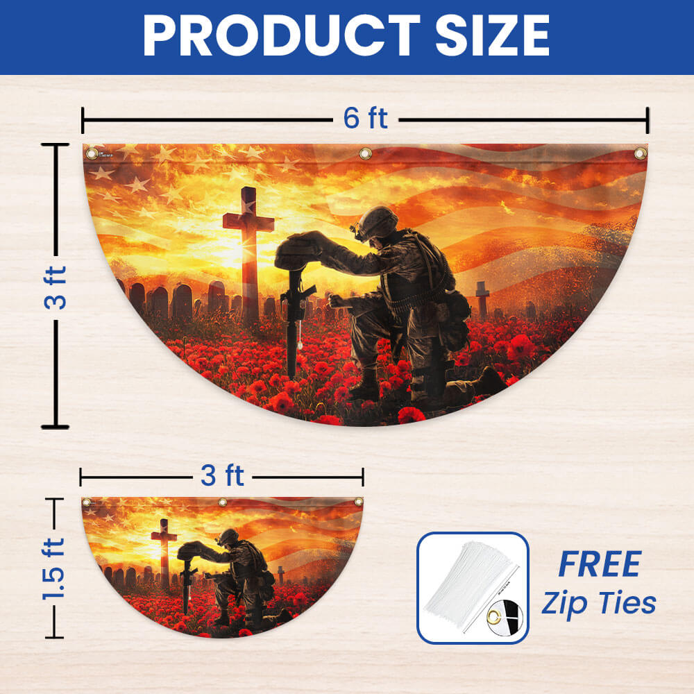 Memorial Day Honors Fallen Veterans Military Patriotic Non-Pleated Fan Flag