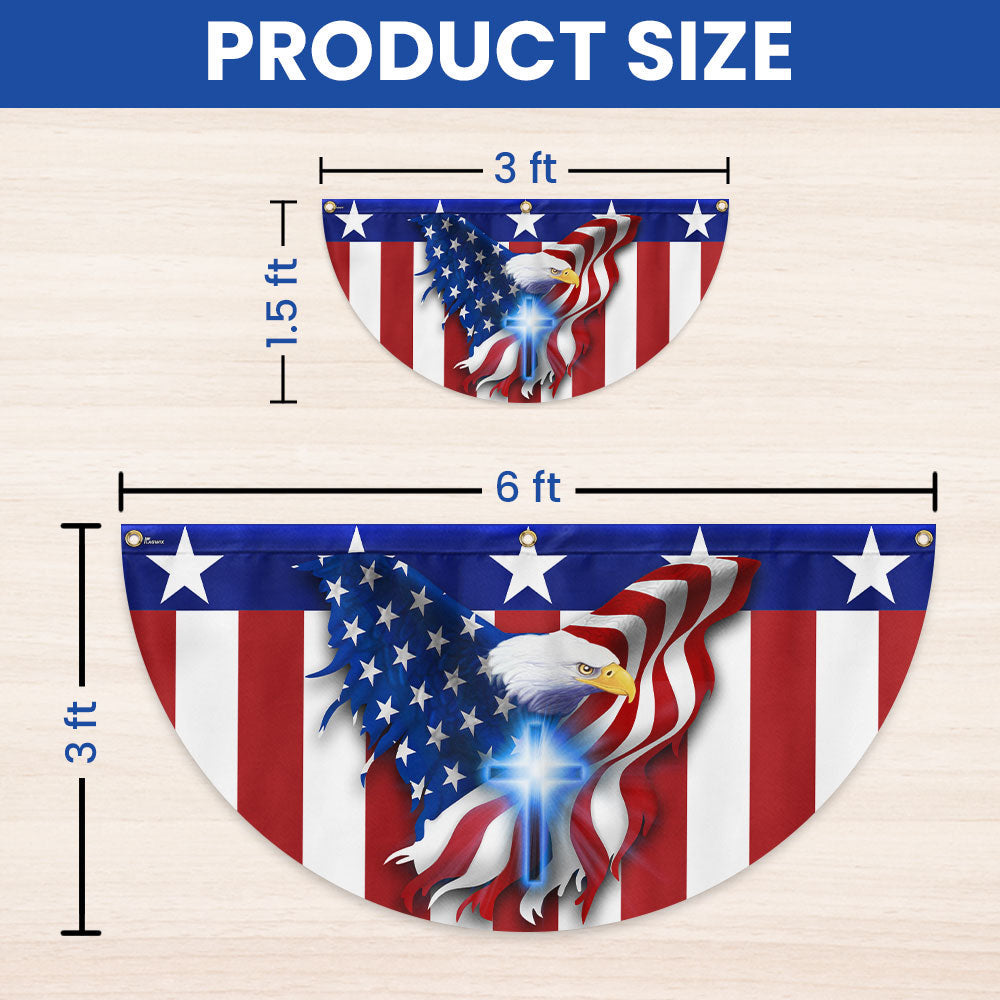 Eagle Christian Cross American Non-Pleated Fan Flag