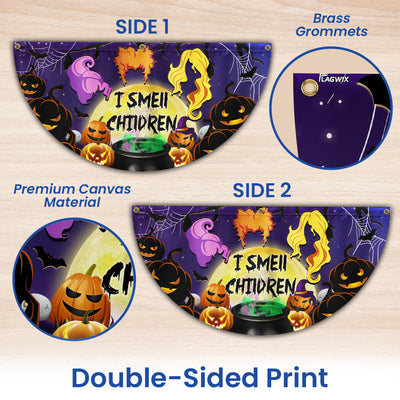 Halloween Three Witches I Smell Children Non-Pleated Fan Flag