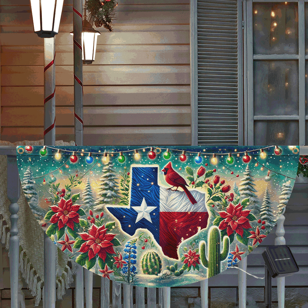 Texas Christmas Solar Led Fan Flag