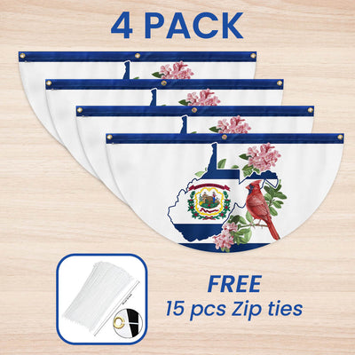 Cardinal and Rhododendron Flower, West Virginia Non-Pleated Fan Flag