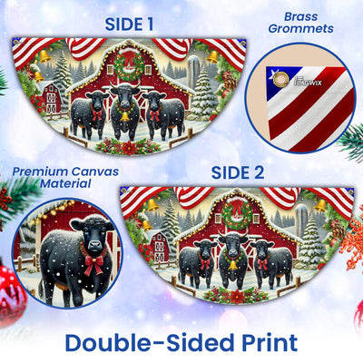 Angus Cattle Christmas Black Angus Cow Farm Animals Non-Pleated Fan Flag