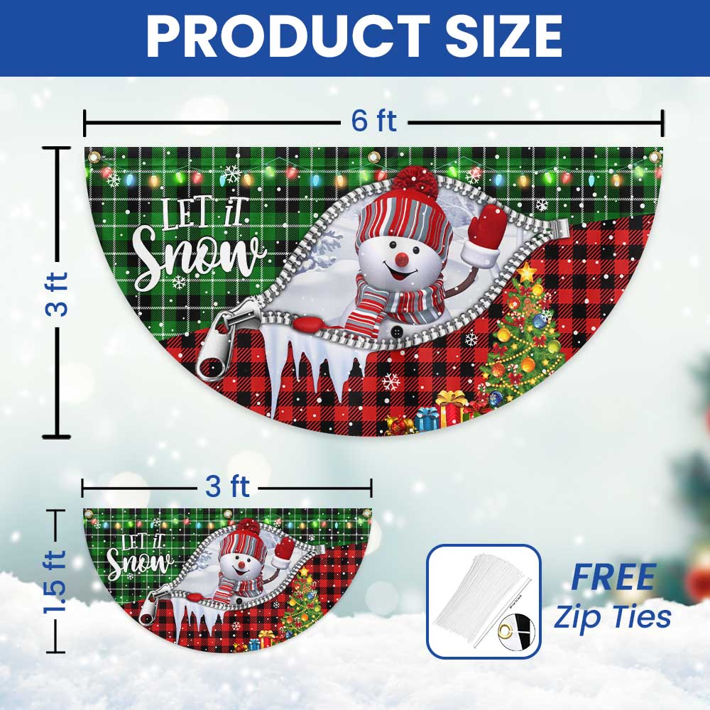 Snowman Let It Snow Merry Christmas Non-Pleated Fan Flag