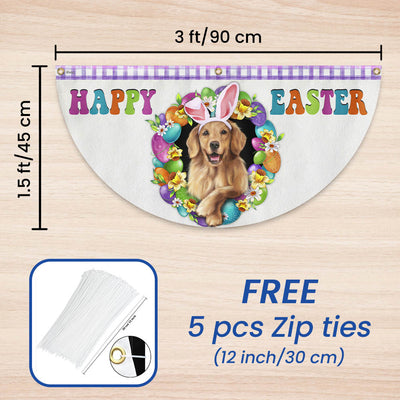 Golden Retriever Dog Happy Easter Non-Pleated Fan Flag