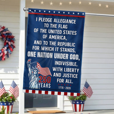 Pledge of Allegiance Garden Flag, One Nation Under God 250 Years 1776 2026 Flag Decor
