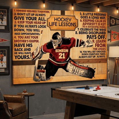 Hockey Life Lessons Personalized Canvas - Custom Name & Number