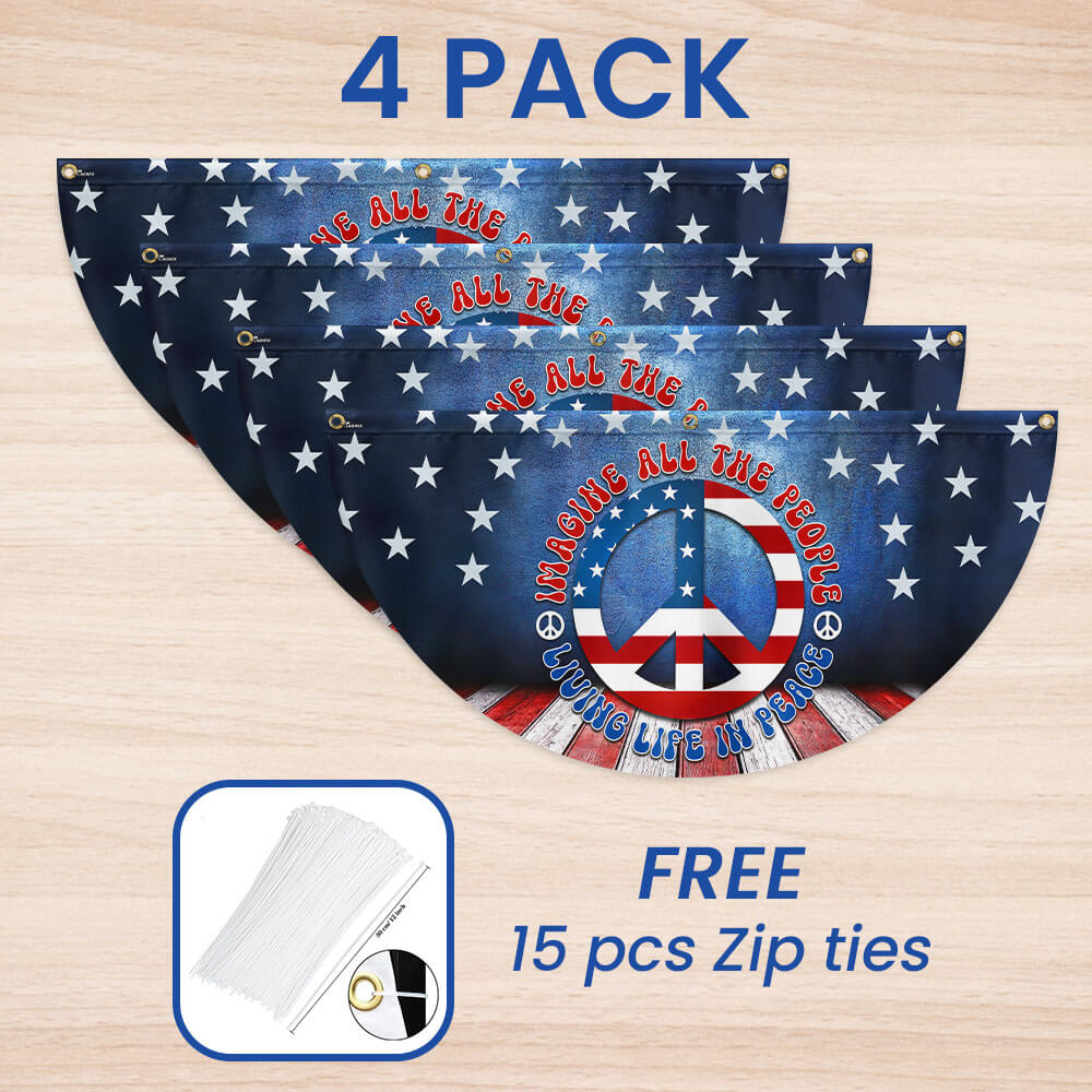 Hippie Peace Sign Living Life In Peace American Non-Pleated Fan Flag