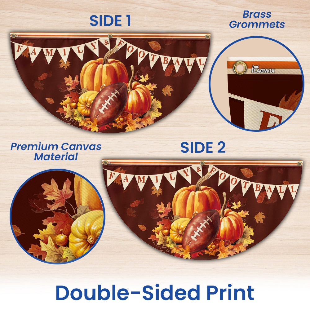 Fall Family And Football Non-Pleated Fan Flag