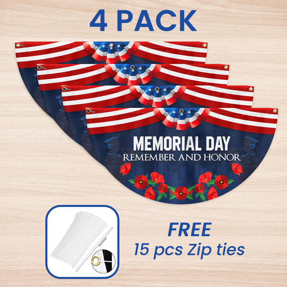 Memorial Day Flag Remember And Honor Non-Pleated Fan Flag