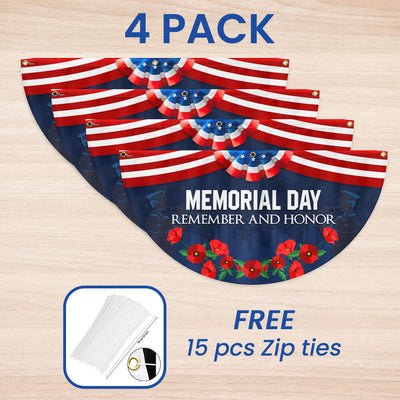 Memorial Day Flag Remember And Honor Non-Pleated Fan Flag