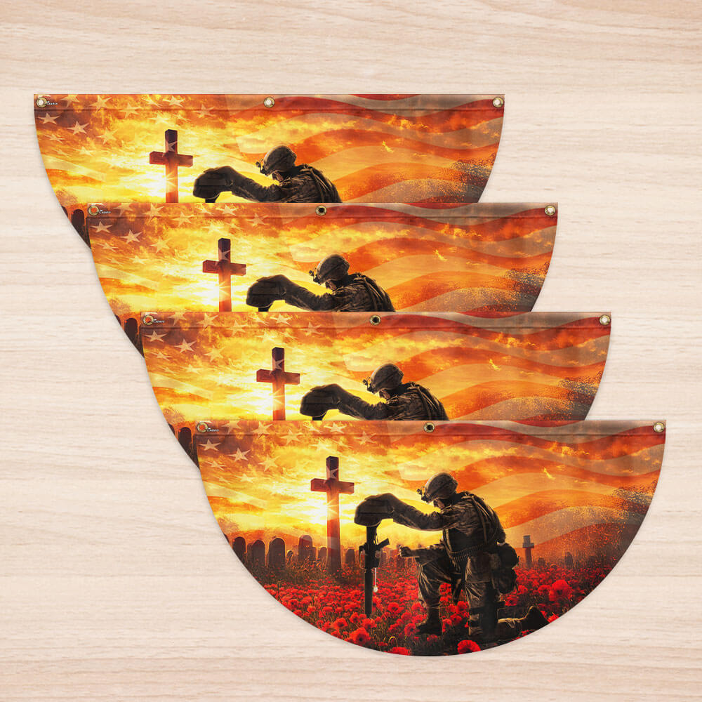 Memorial Day Honors Fallen Veterans Military Patriotic Non-Pleated Fan Flag