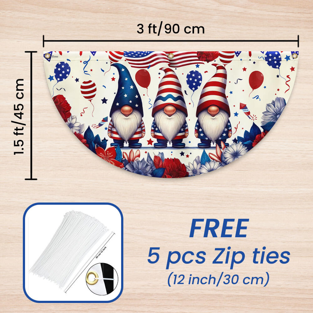 Flagwix American Flag - 4th of july Gnome Fan Flag – Patriotic Bunting for Porch & Garden