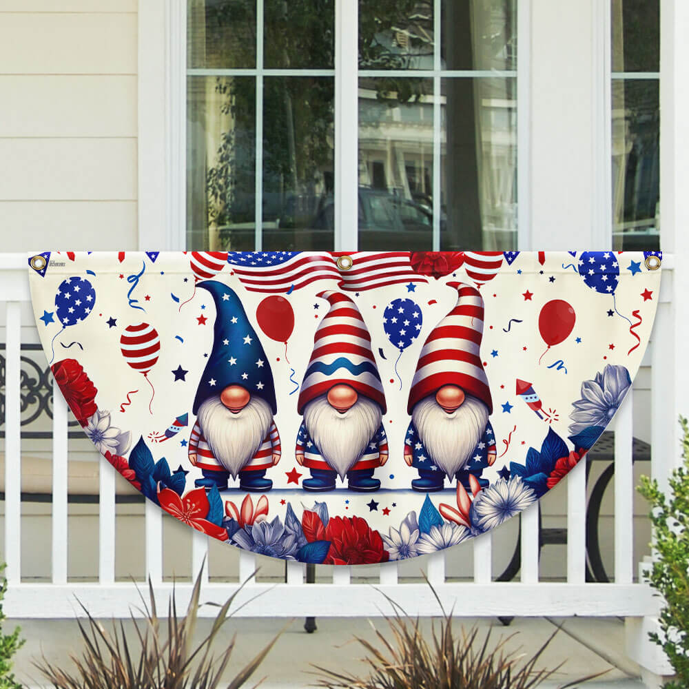 American Flag - 4th of july Gnome Fan Flag – Patriotic Bunting for Porch & Garden