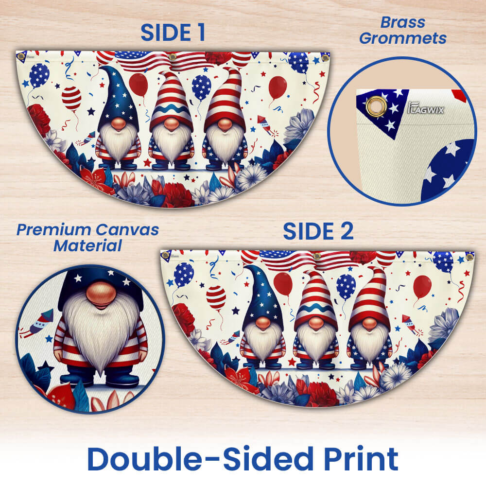 Flagwix American Flag - 4th of july Gnome Fan Flag – Patriotic Bunting for Porch & Garden