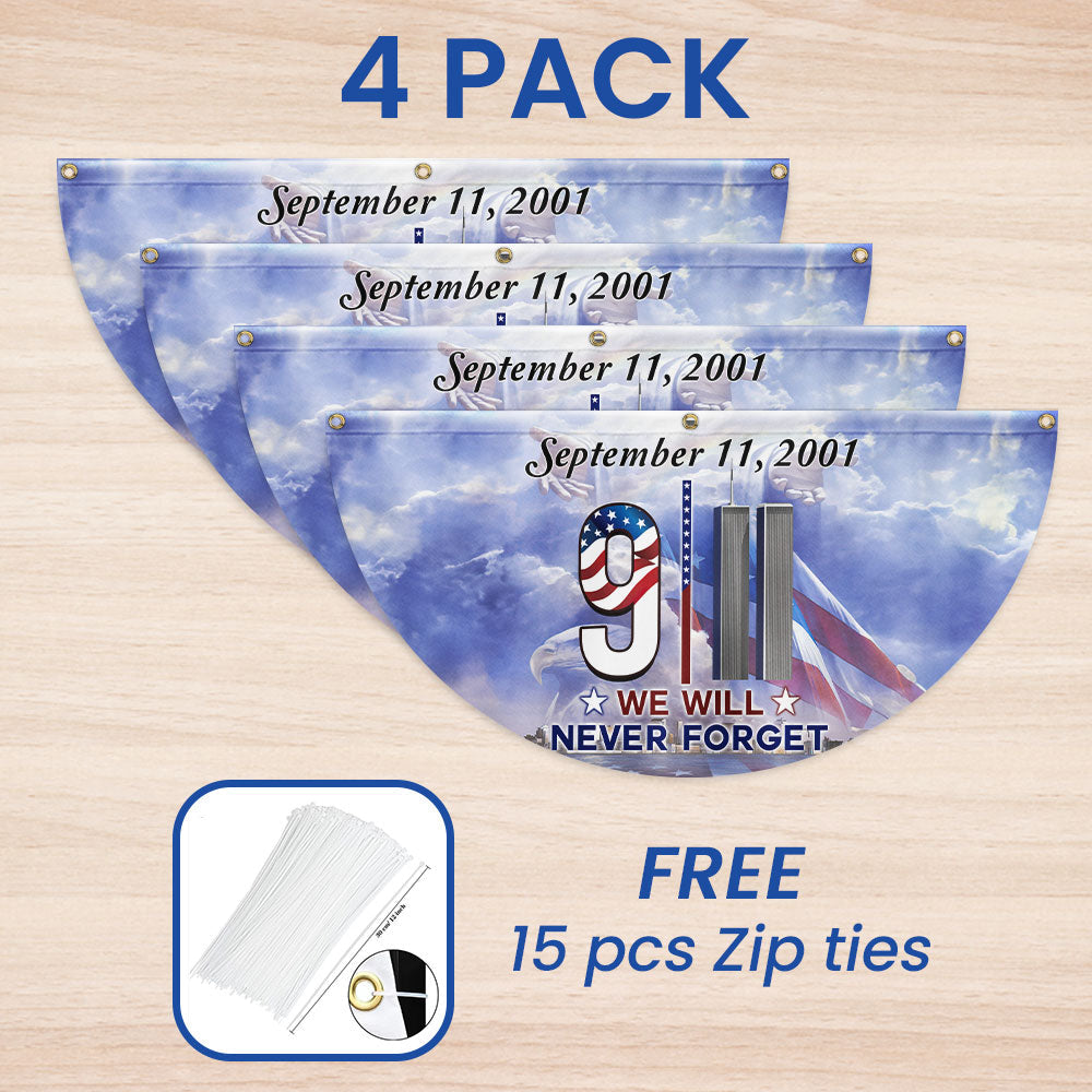 911 Patriot Day Never Forget September 11th Twin Towers 9/11 Non-Pleated Fan Flag