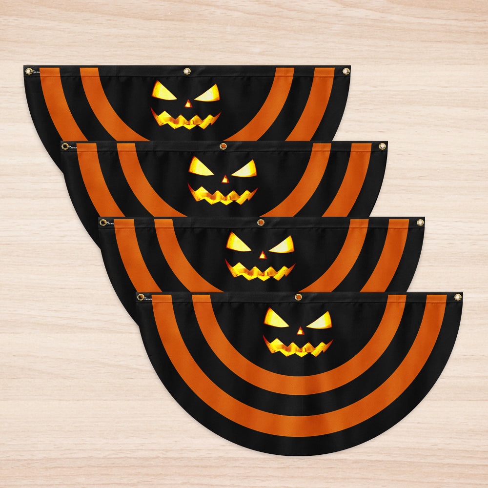 Halloween Pumpkin Scary Non-Pleated Fan Flag
