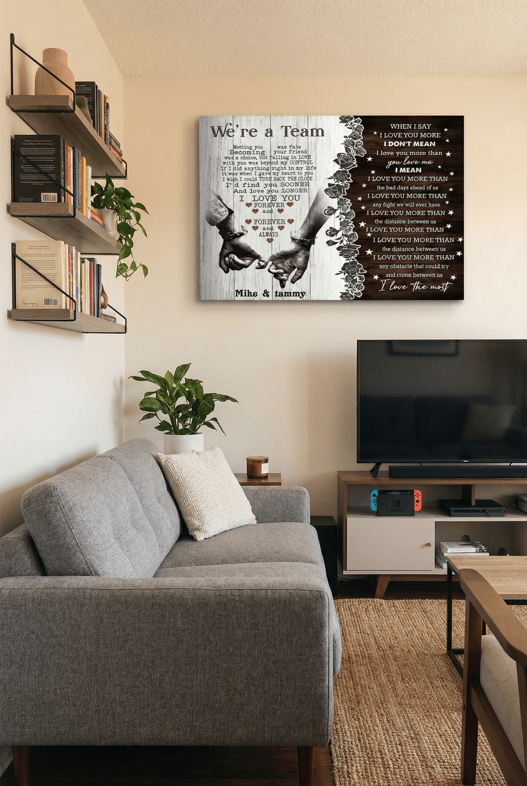 We're A Team Personalized Couple Canvas - Custom Names