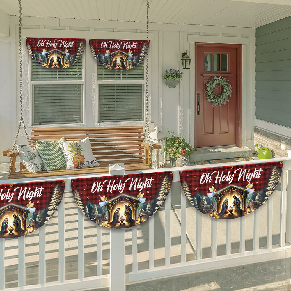 Nativity Of Jesus Christmas Silent Night Oh Holy Night Non-Pleated Fan Flag