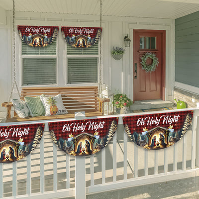Nativity Of Jesus Christmas Silent Night Oh Holy Night Non-Pleated Fan Flag