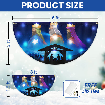 Nativity Three Wise Men We Three Kings Jesus Christmas Solar Led Fan Flag