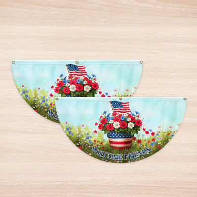 Flagwix American Flag - Welcome Friends 4th of july Non-Pleated Fan Flag