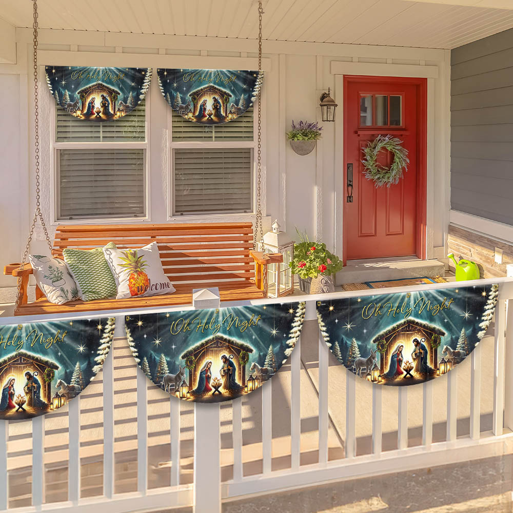 Christmas Nativity Of Jesus Christ Holy Night Non-Pleated Fan Flag  3-Day Shipping