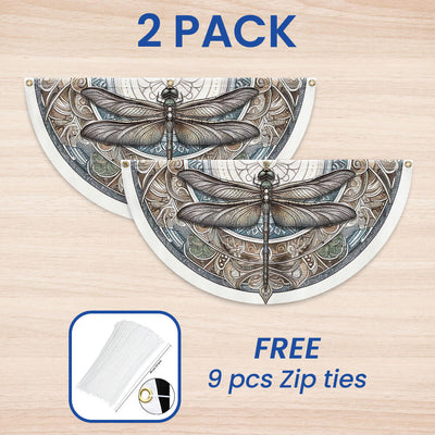 Dragonfly Mandala Non-Pleated Fan Flag