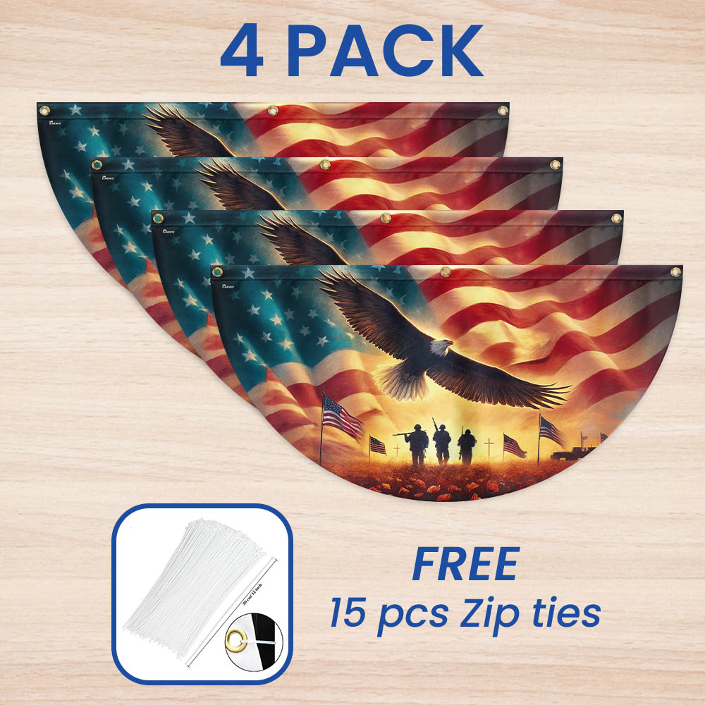 Memorial Day Honor The Fallen Veteran Patriotism Non-Pleated Fan Flag 3-Day Shipping