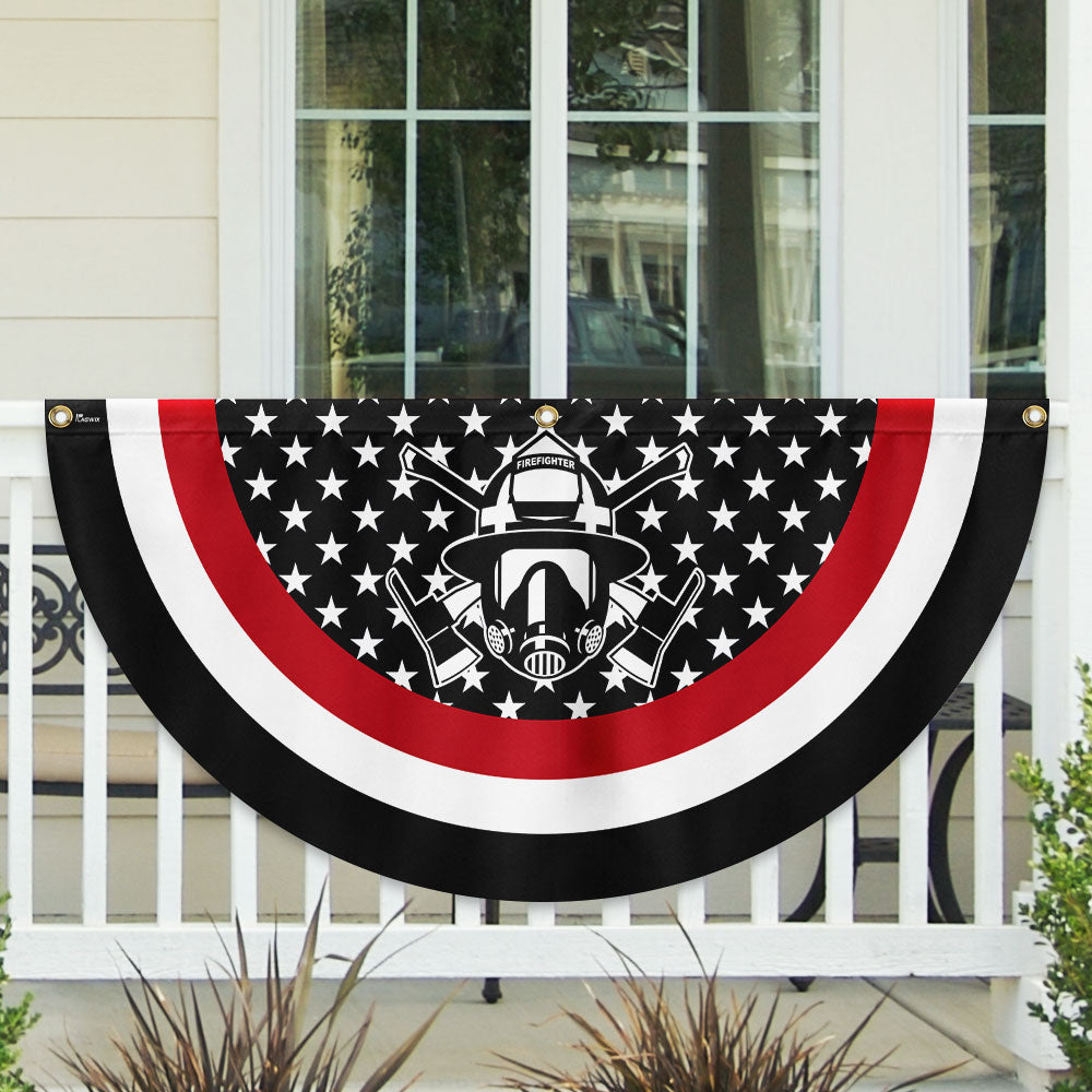 Firefighter Fireman Thin Red Line Non-Pleated Fan Flag