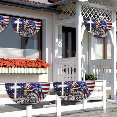 US Eagle Cross Freedom One Nation Under God Non-Pleated Fan Flag