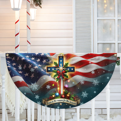 Christian Cross Christmas Jesus Is The Reason For The Season Non-Pleated Fan Flag