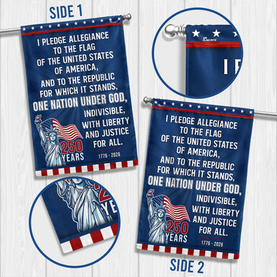 Pledge of Allegiance Garden Flag, One Nation Under God 250 Years 1776 2026 Flag Decor