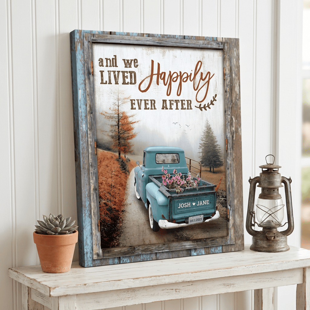 And We Lived Happily Ever After - Personalized Couple Canvas