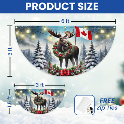 Canadian Moose Christmas Canada Winter Holidays Non-Pleated Fan Flag