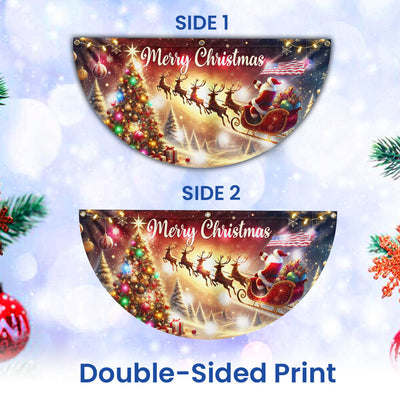 Merry Christmas Santa Claus with Sleigh and Reindeer Solar Led Fan Flag