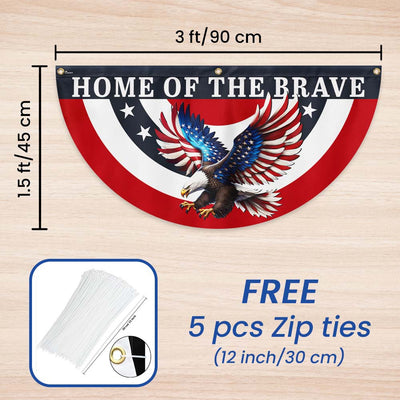 Patriotic Eagle Home of the Brave Non-Pleated Fan Flag