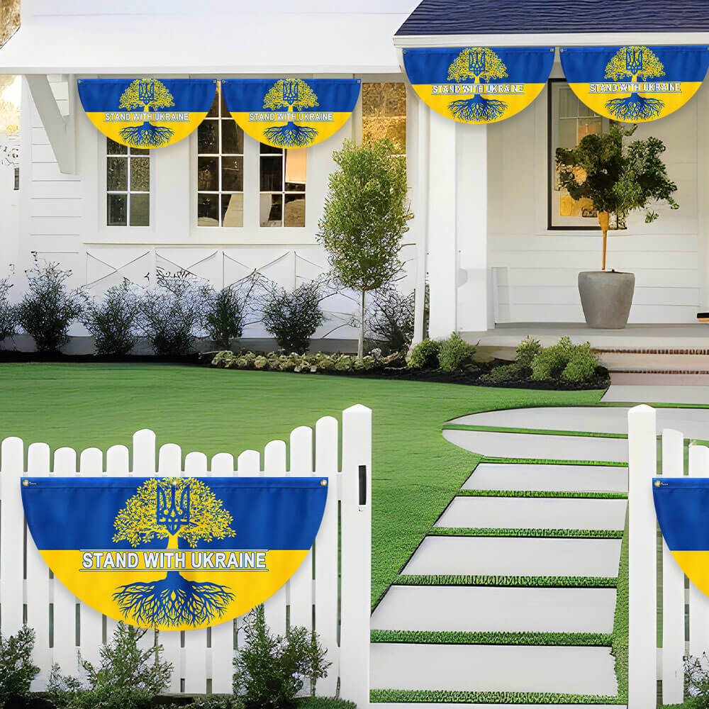 Stand With Ukraine Non-Pleated Fan flag