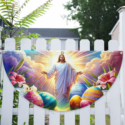 He Is Risen Easter Jesus Non-Pleated Fan Flag