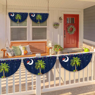 South Carolina Christmas Palm Tree Non-Pleated Fan Flag  3-Day Shipping