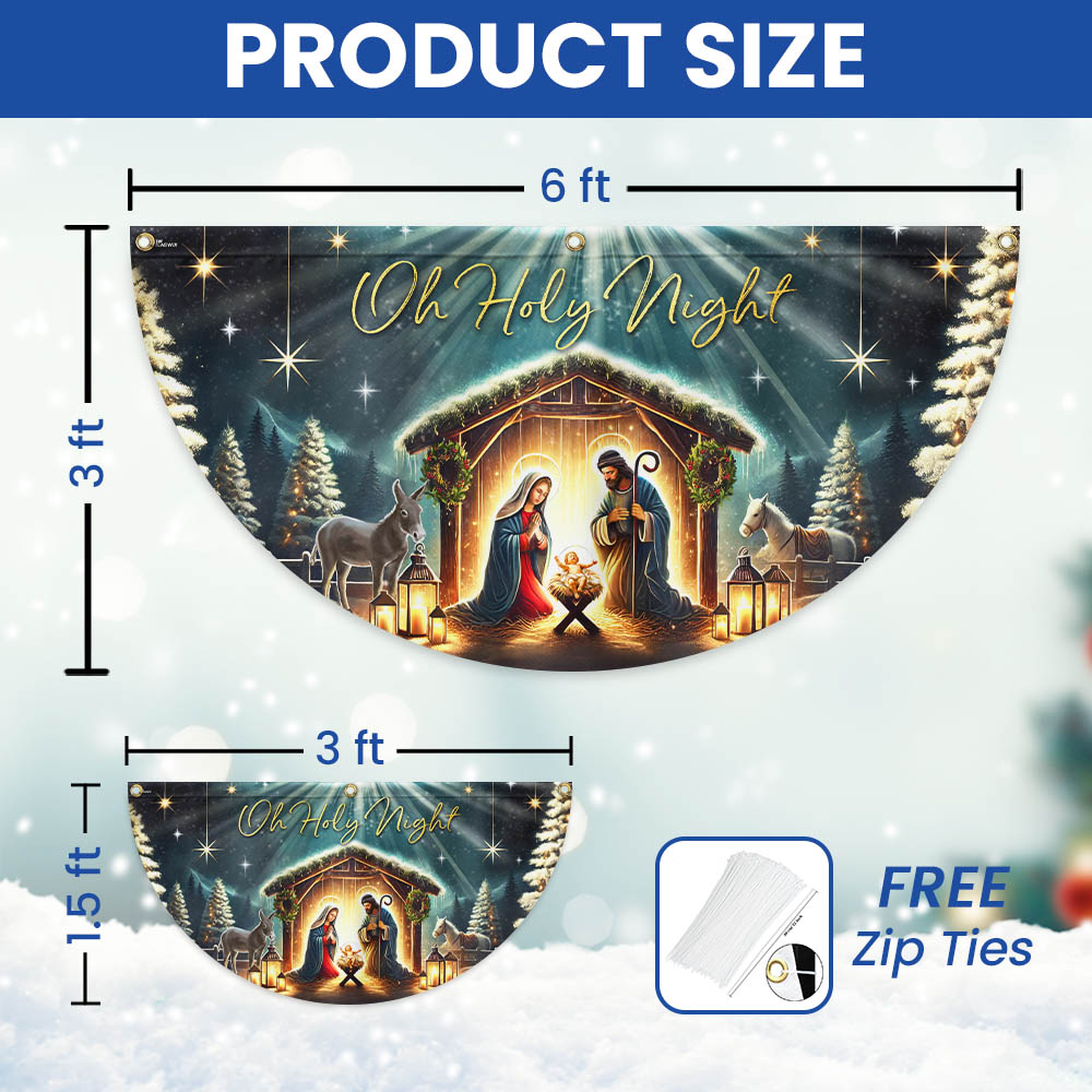 Christmas Nativity Of Jesus Christ Holy Night Non-Pleated Fan Flag  3-Day Shipping