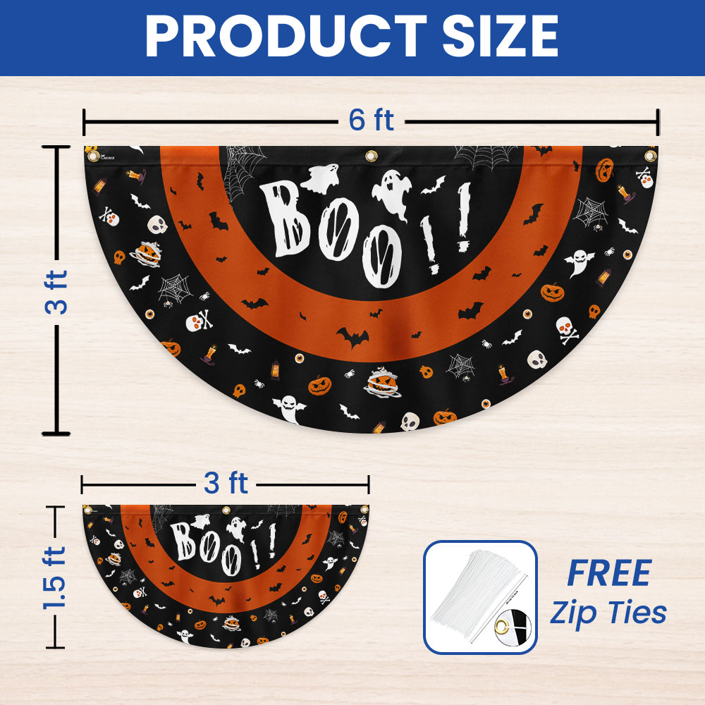 Happy Halloween Spooky Ghost Boo Non-Pleated Fan Flag