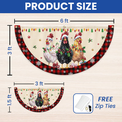 Hens Christmas Funny Chickens Non-Pleated Fan Flag, Farm Flag