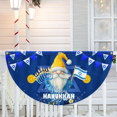 Happy Hanukkah Gnome Fan Flag - Non-Pleated Jewish Holiday Décor