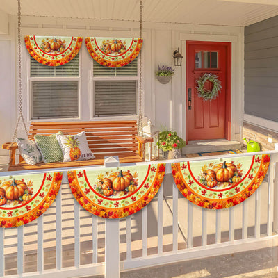 Fall Pumpkins Thanksgiving Non-Pleated Fan Flag