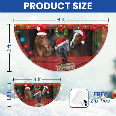 Merry Christmas Horses Farm Non-Pleated Fan Flag  - Perfect Holiday Gift for Farmhouse Decor & Horse Lovers 3-Day Shipping