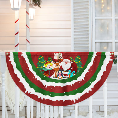 Merry Christmas Santa Snowman Reindeer Non-Pleated Fan Flag