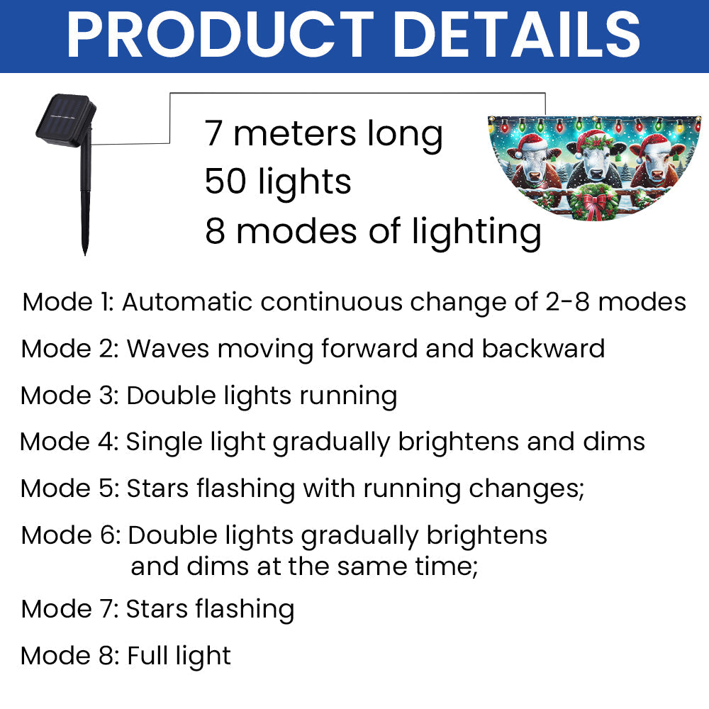 Cow Cattle Farm Christmas Solar Led Fan Flag