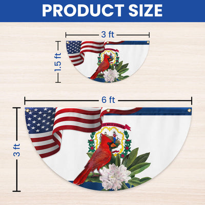 West Virginia Cardinal and Rhododendron Flower Non-Pleated Fan Flag